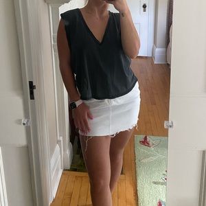Garage Stretchy White Jean Skirt